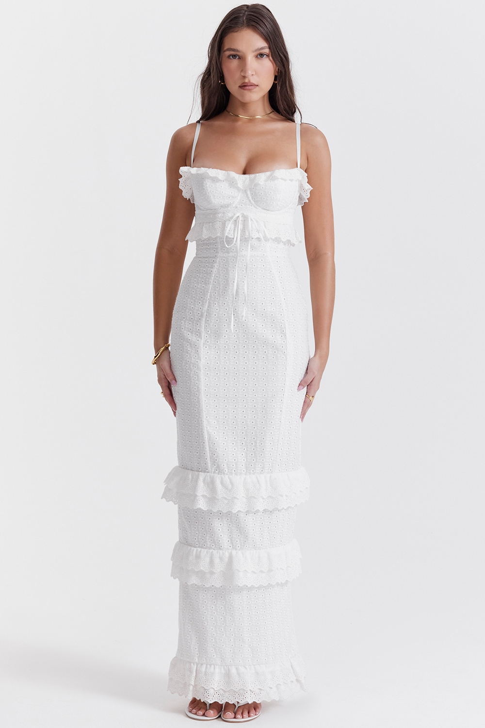 Eve  White Broderie Maxi Dress — image 3