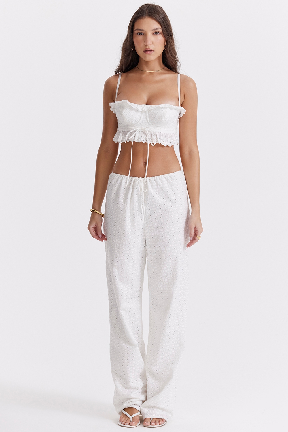 Frankie  White Broderie Anglais Trousers — image 3