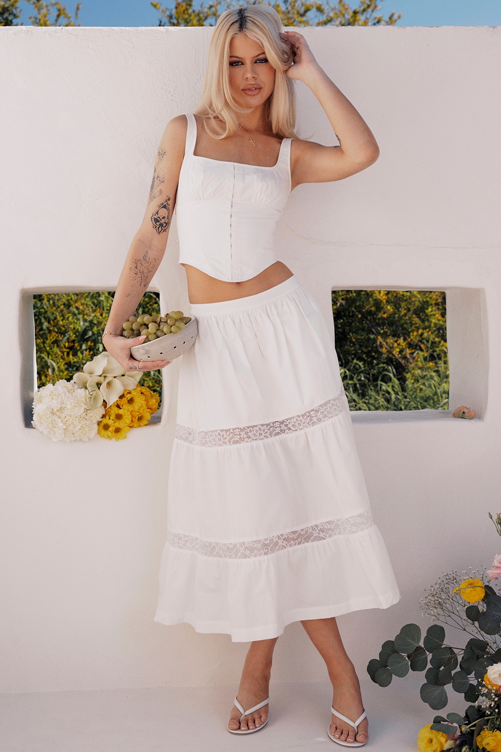 Mistress Rocks White Panelled Midi Skirt - SALE — image 2