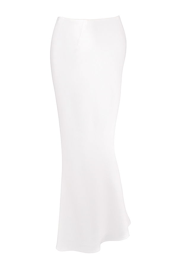 Sydel  White Satin Bias Cut Maxi Skirt — image 13