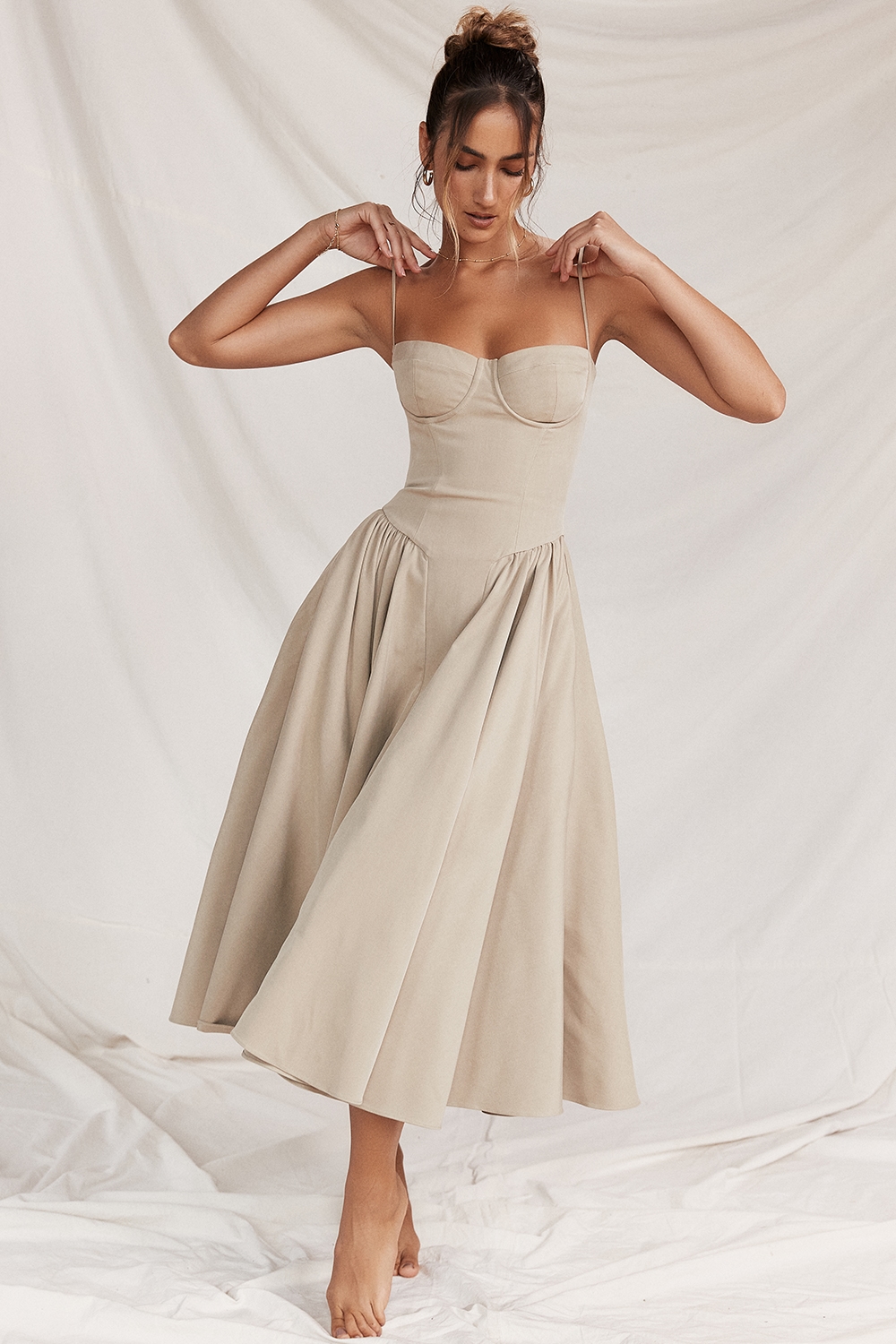 Samaria  Taupe Corset Sundress — image 15