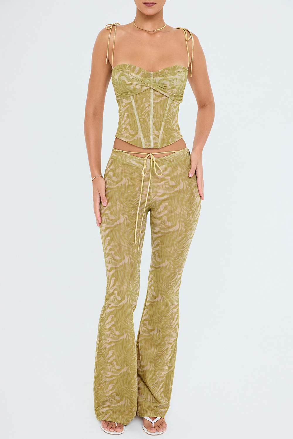 Mistress Rocks Olive Print Twisted Corset - SALE — image 3