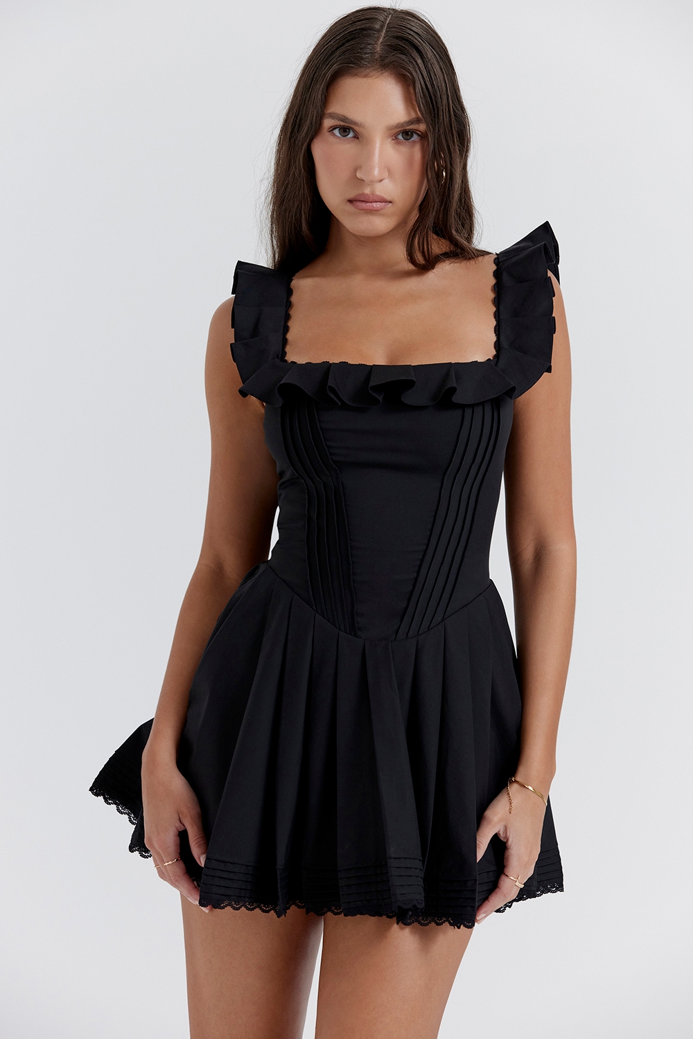 Jemima  Black Pin Tuck Pleated Dress — image 7