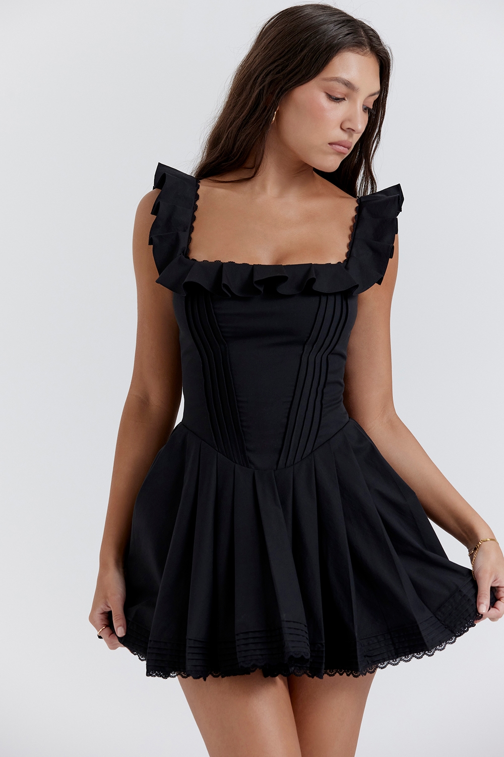 Jemima  Black Pin Tuck Pleated Dress — image 6