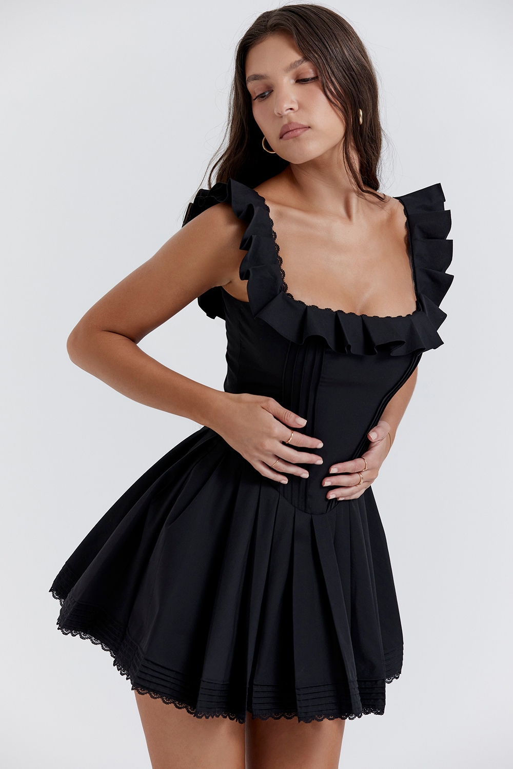 Jemima  Black Pin Tuck Pleated Dress — image 8