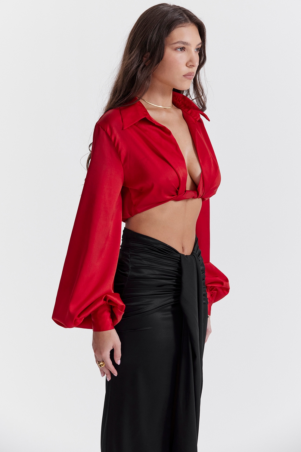 Laraine  Cherry Silk Blouson Top — image 7