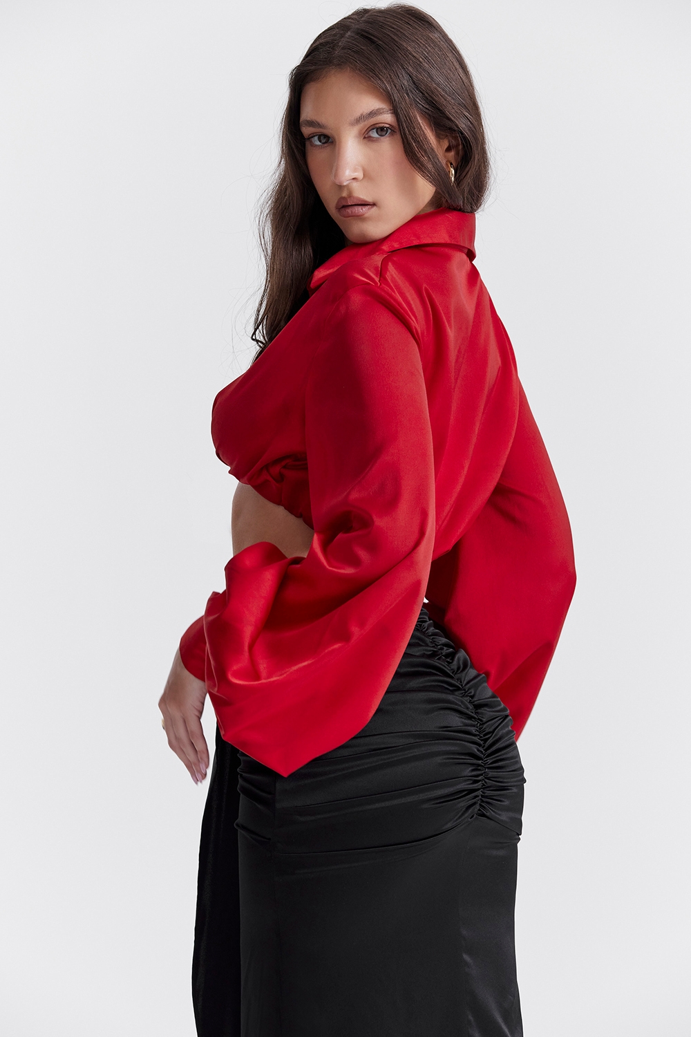 Laraine  Cherry Silk Blouson Top — image 8