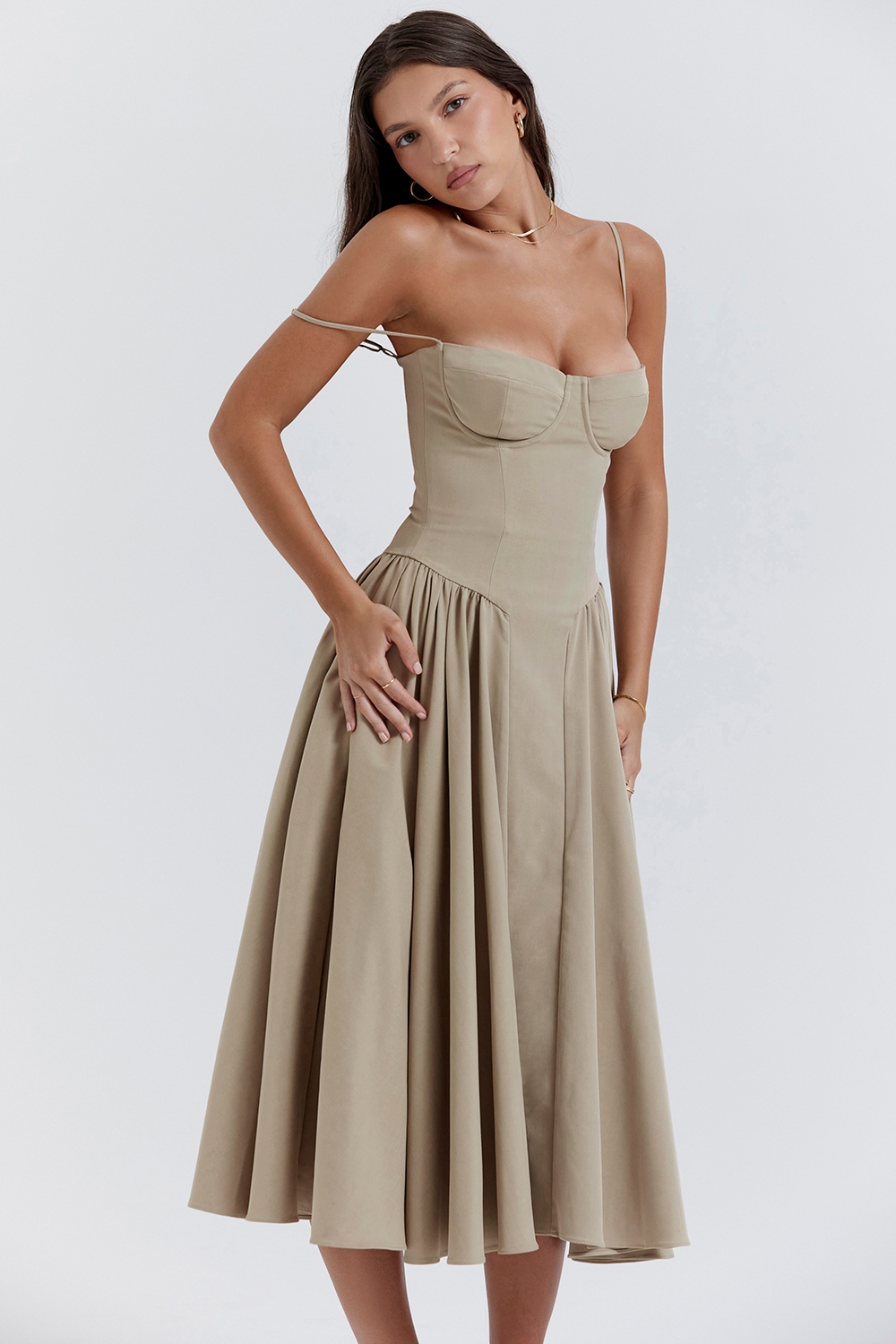 Samaria  Taupe Corset Sundress — image 10