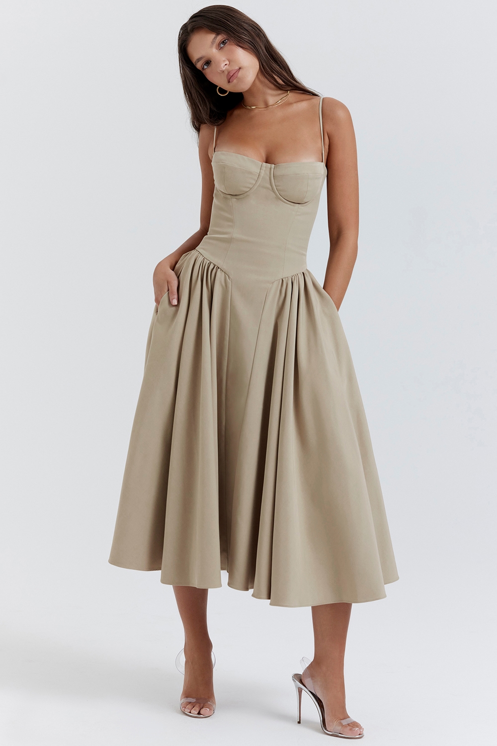 Samaria  Taupe Corset Sundress — image 5