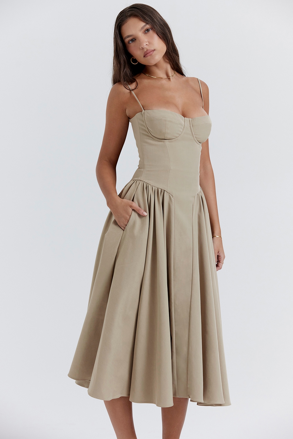 Samaria  Taupe Corset Sundress — image 9