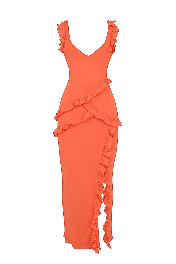 Pixie  Flame Orange Ruffle Maxi Dress — image 16