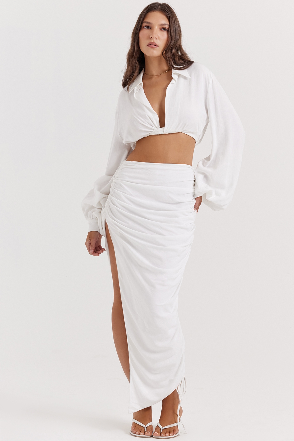 Palmer  White Plunge Blouson Top — image 6