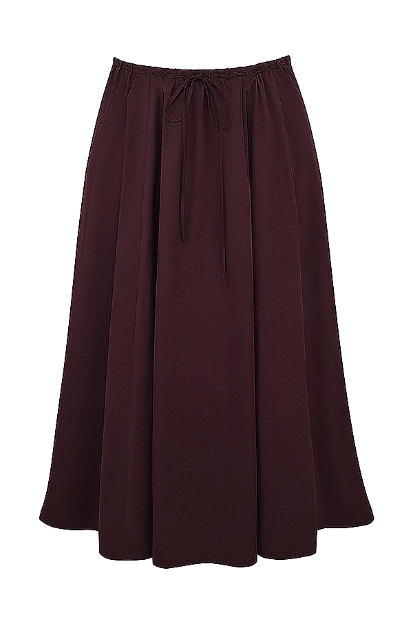 Cora  Rich Brown Gathered Midi Skirt — image 13