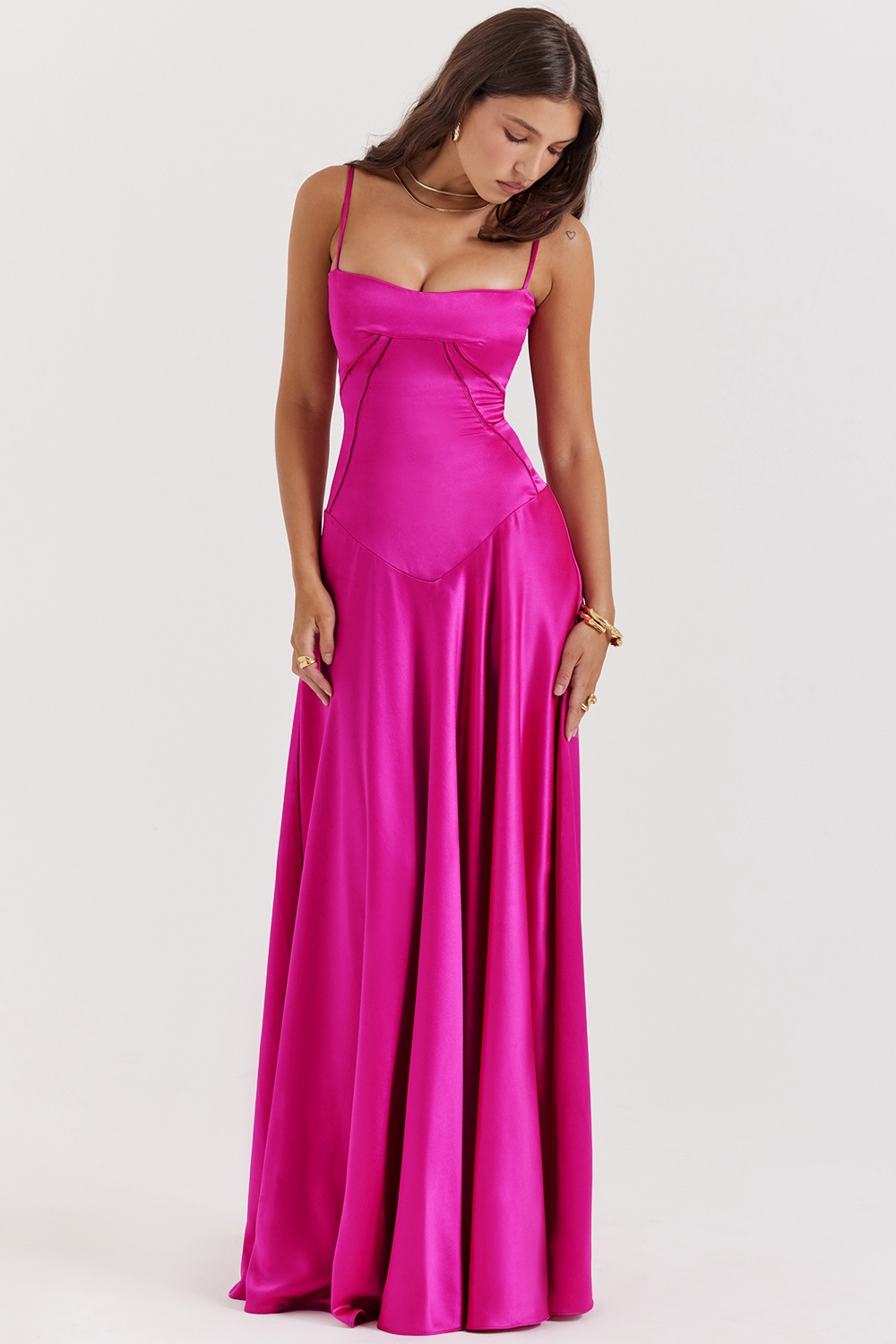 Anabella  Fuchsia Lace Up Maxi Dress — image 5