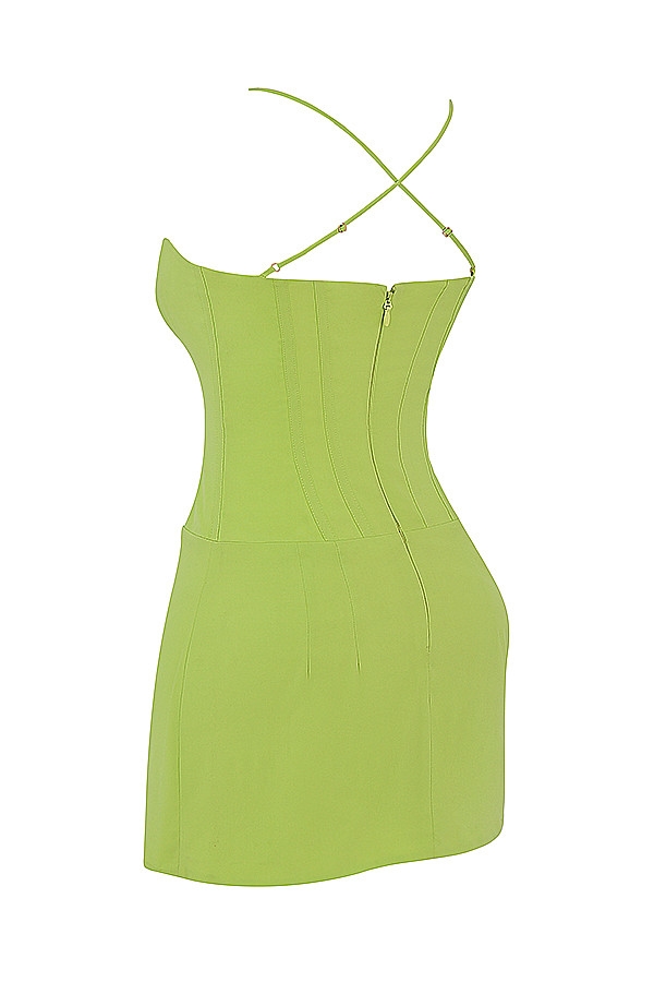 Mistress Rocks Lime Structured Wrap Over Dress - SALE — image 9