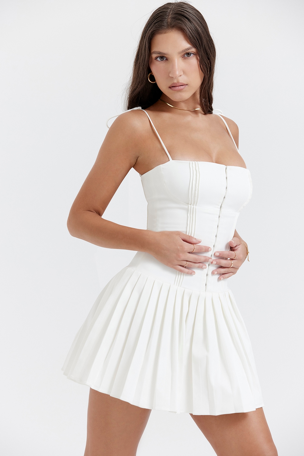 Marcy  White Pleated Mini Dress — image 8