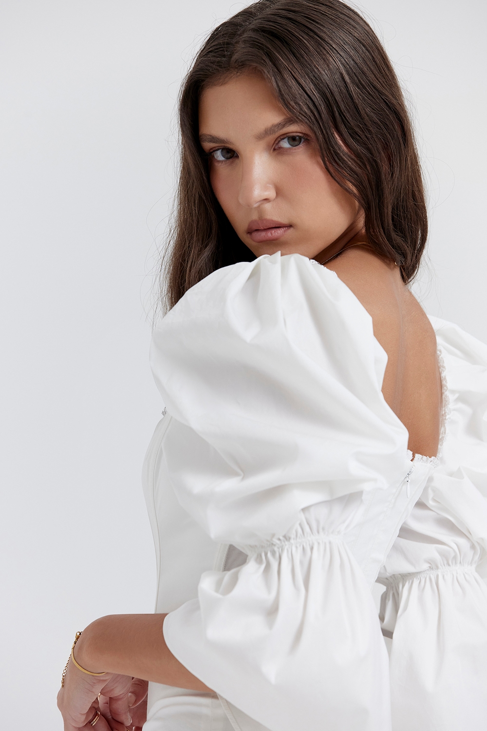 Matilda  White Puff Sleeve Corset Dress — image 11