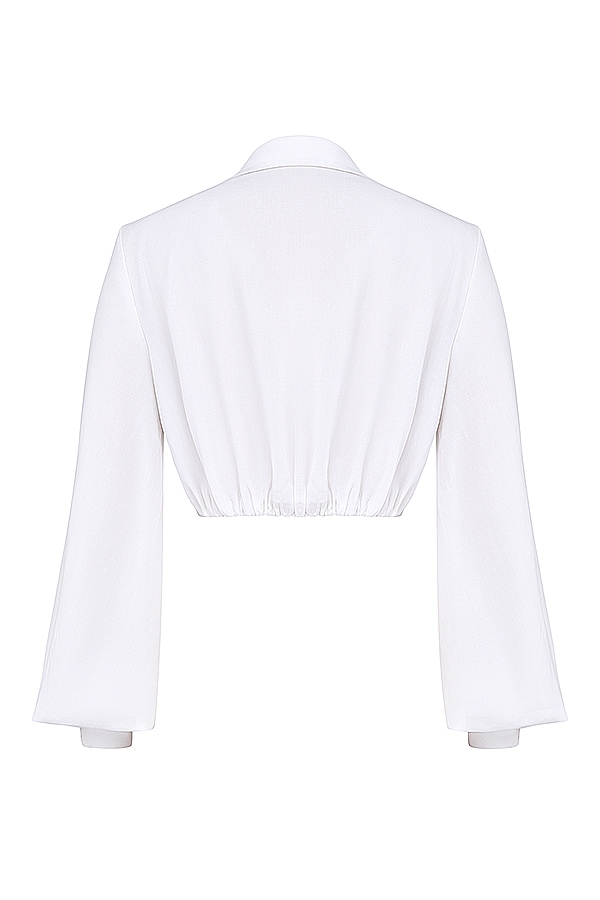 Palmer  White Plunge Blouson Top — image 16