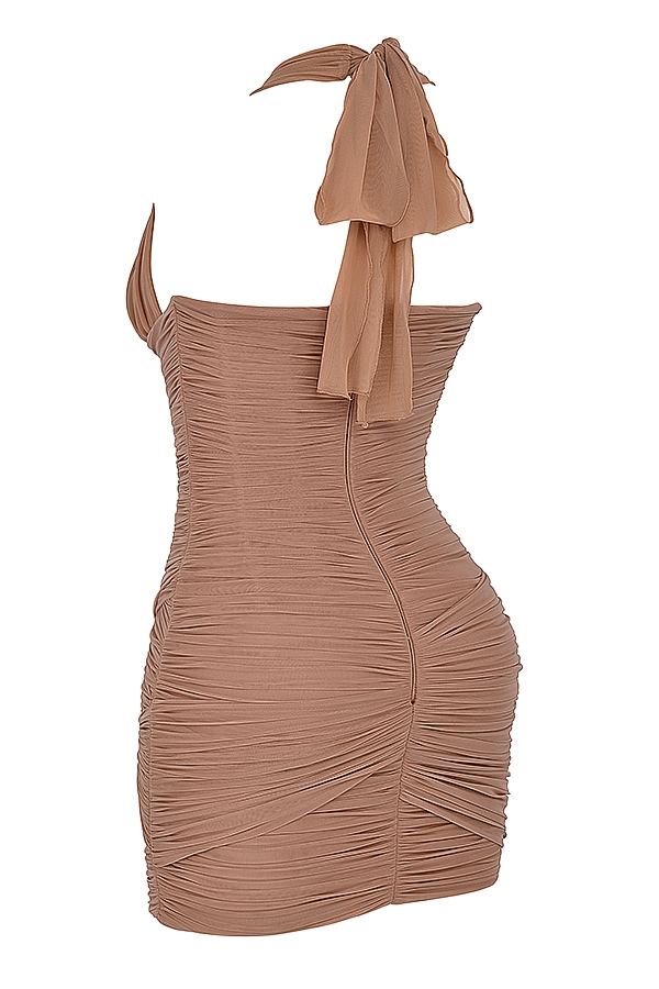 Laetitia  Hazelnut Gathered Mini Dress — image 12