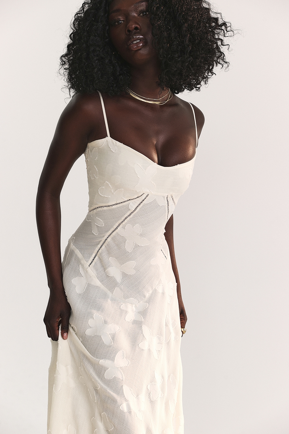 Seren  Vintage Cream Floral Lace Back Maxi Dress — image 12