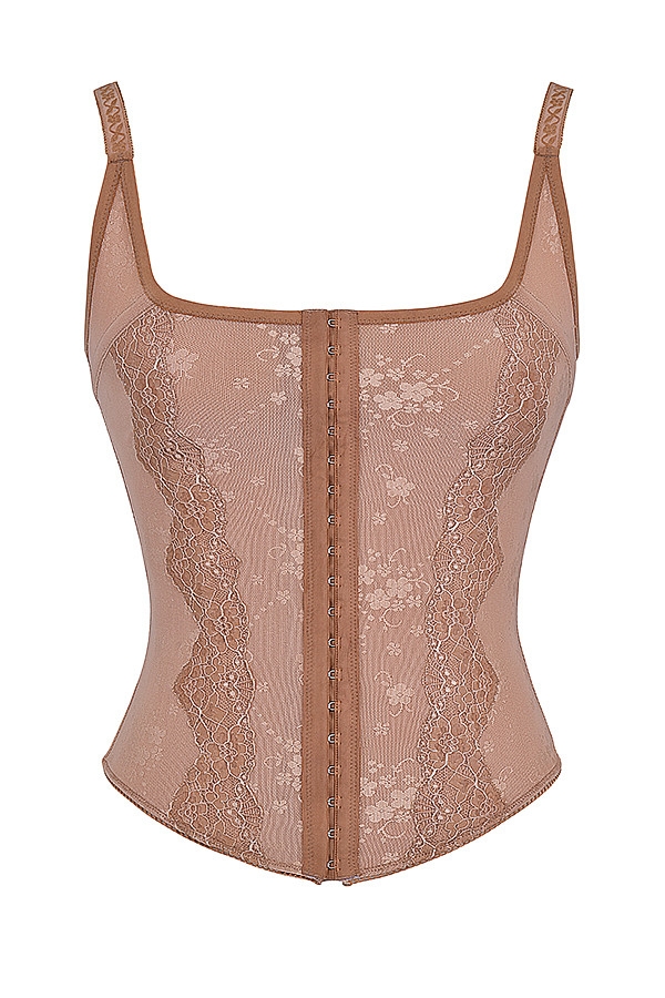 Mistress Rocks Warm Tan Lace Corset - SALE — image 8