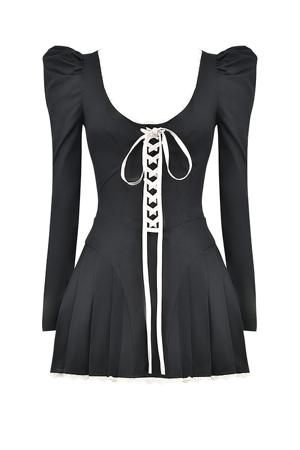 Larisa  Black & Cream Pleated Mini Dress — image 15