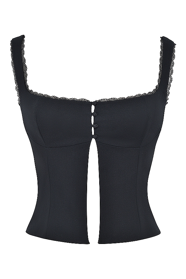 Noura  Black Lace Trim Top — image 14
