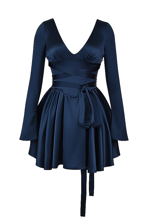 Dominique  Navy Plunge Mini Dress — image 12