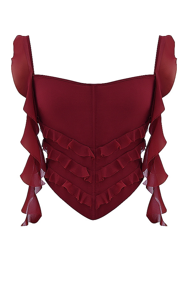 Mistress Rocks Sangria Frill Corset - SALE — image 8