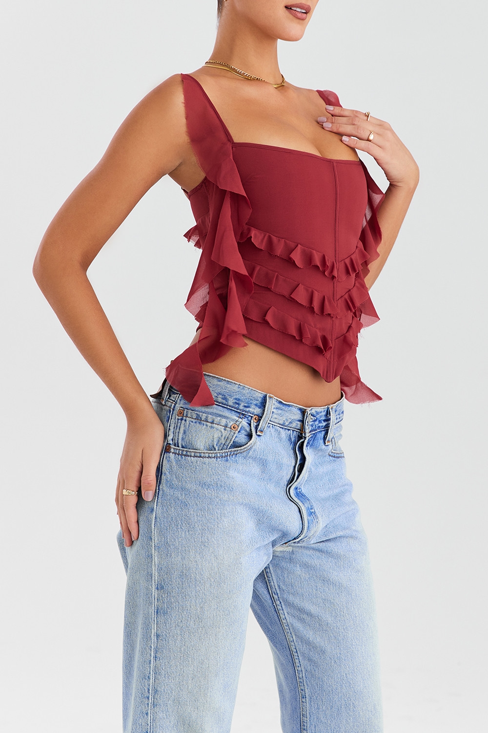 Mistress Rocks Sangria Frill Corset - SALE — image 5