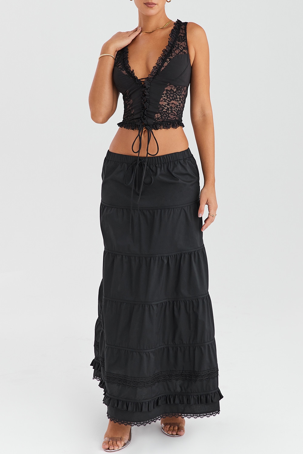 Mistress Rocks Black Panelled Maxi Skirt - SALE — image 5