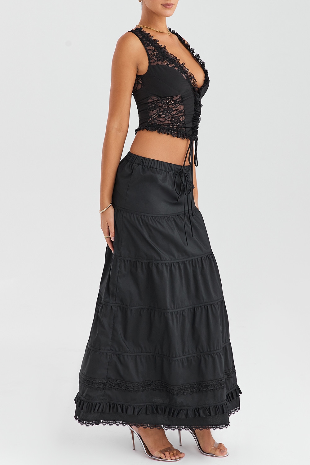 Mistress Rocks Black Panelled Maxi Skirt - SALE — image 6