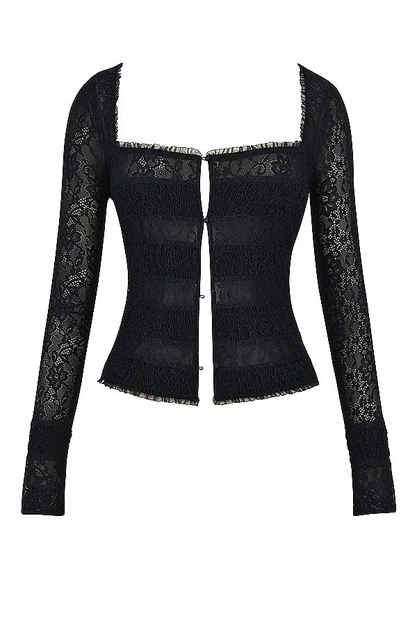 Mistress Rocks Black Gathered Lace Top - SALE — image 13