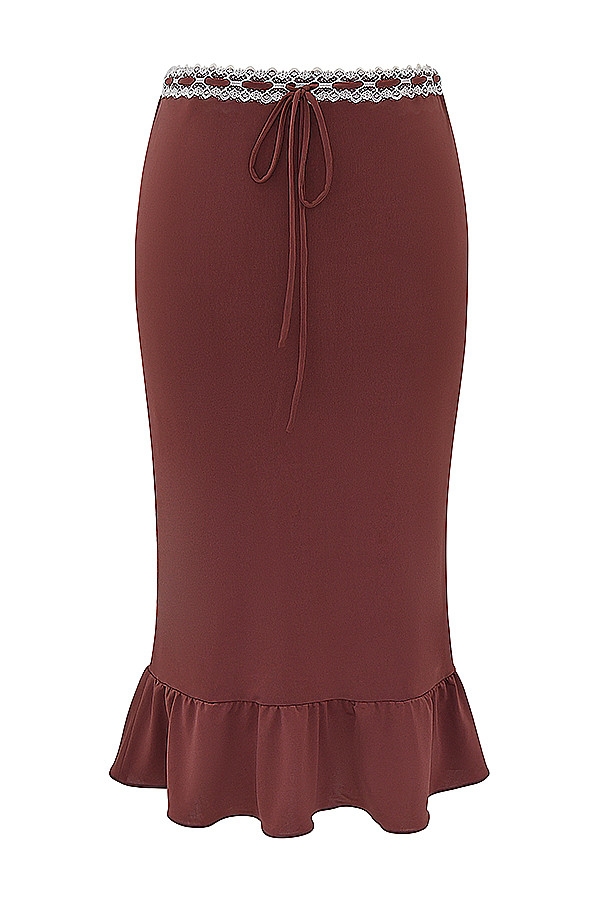 Mistress Rocks Coffee Ruffle Midi Skirt - SALE — image 11