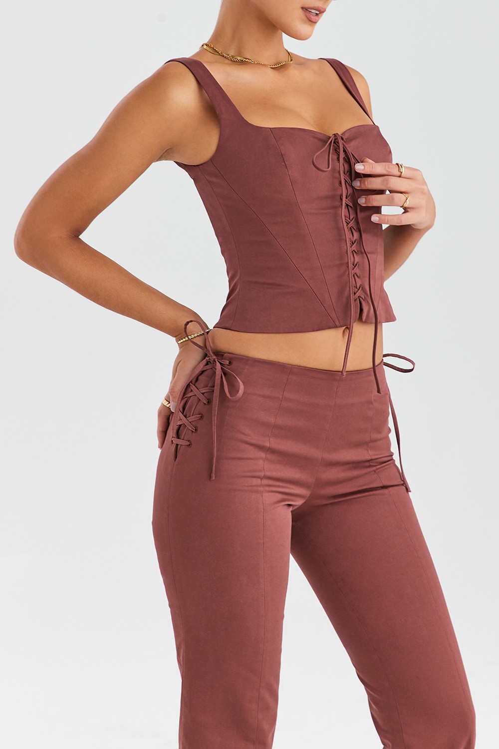 Mistress Rocks Coffee Lace Up Corset - SALE — image 6