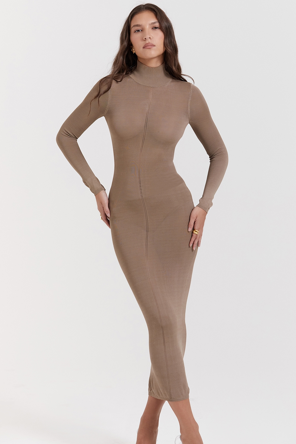 Roberta  Tan Knit Midi Dress — image 5