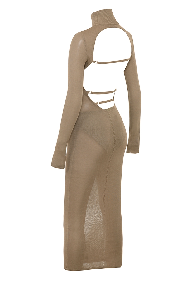 Roberta  Tan Knit Midi Dress — image 16