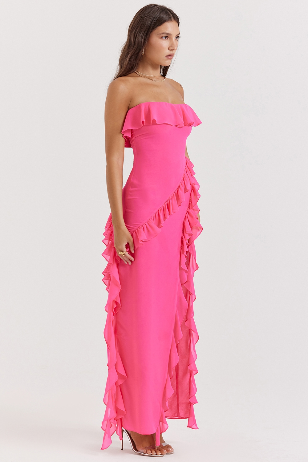 Sarina  Fuchsia Ruffle Maxi Dress — image 6