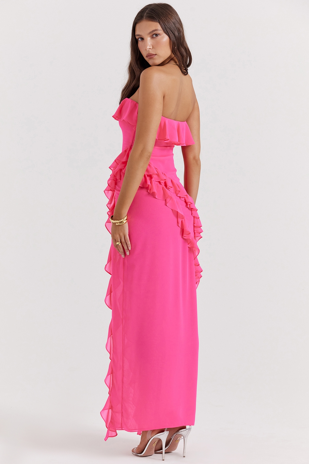 Sarina  Fuchsia Ruffle Maxi Dress — image 9