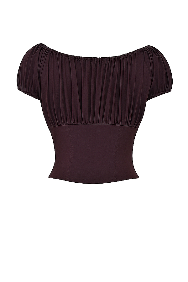 Kitty  Rich Brown Gathered Top — image 15