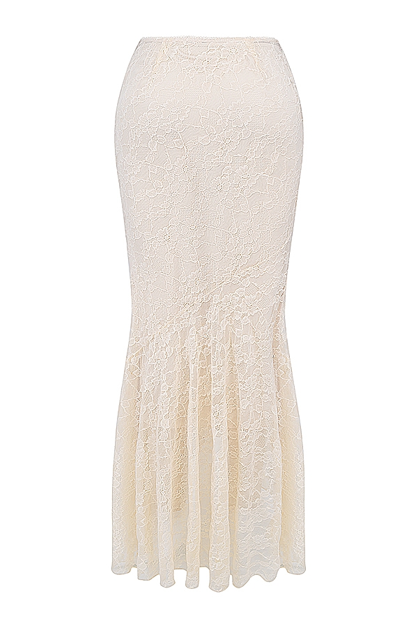 Therese  Vintage Cream Lace Maxi Skirt — image 20