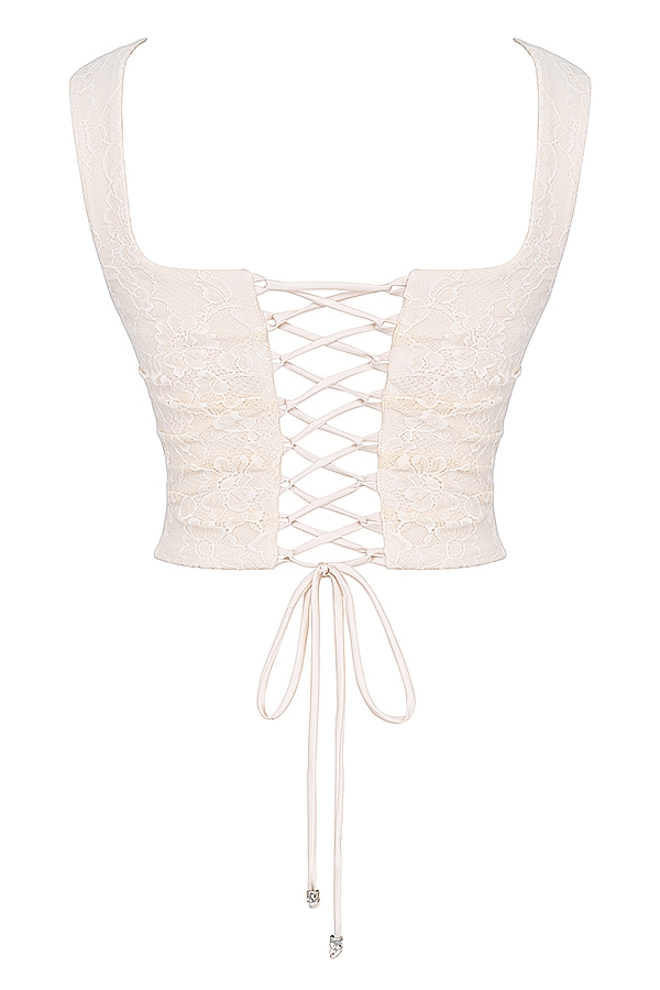 Una  Vintage Cream Lace Corset — image 17