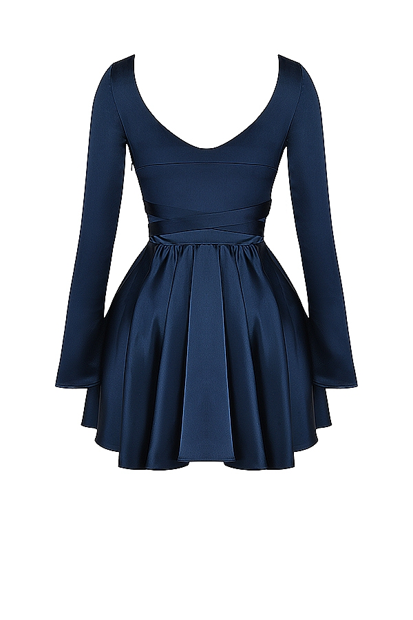 Dominique  Navy Plunge Mini Dress — image 14