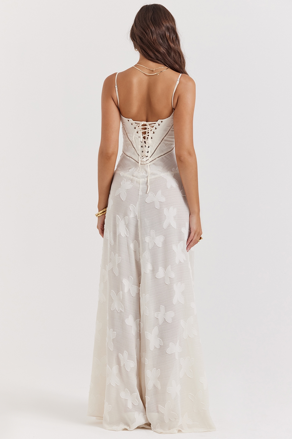 Seren  Vintage Cream Floral Lace Back Maxi Dress — image 11