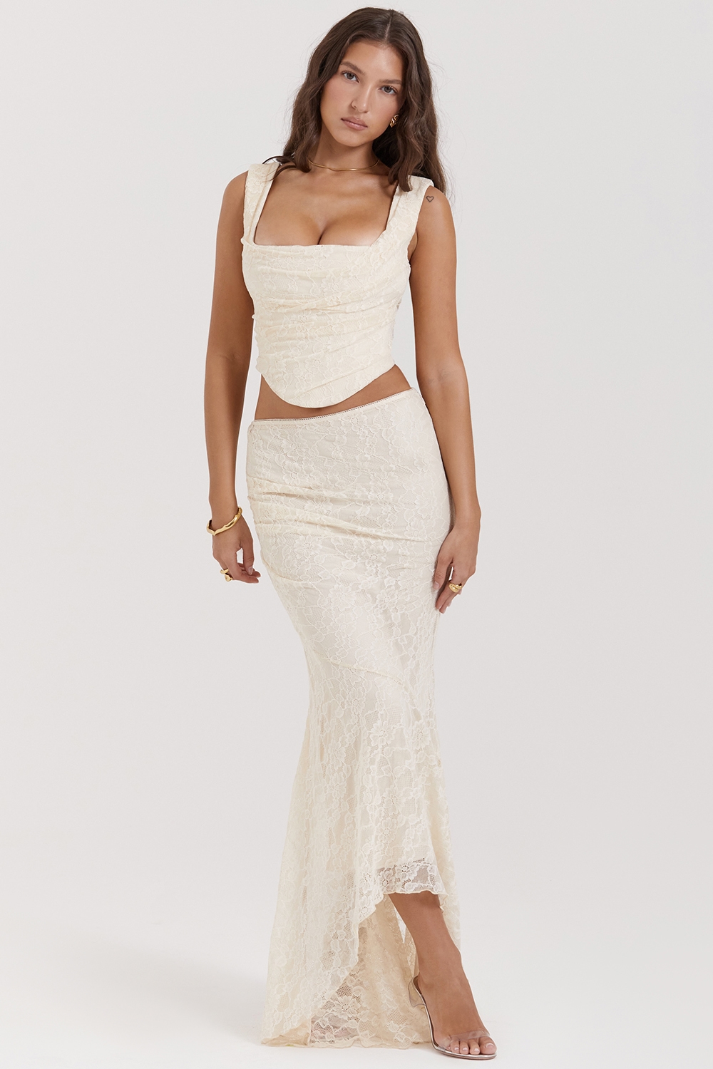 Therese  Vintage Cream Lace Maxi Skirt — image 1