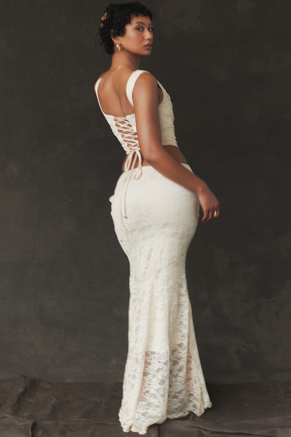 Therese  Vintage Cream Lace Maxi Skirt — image 13