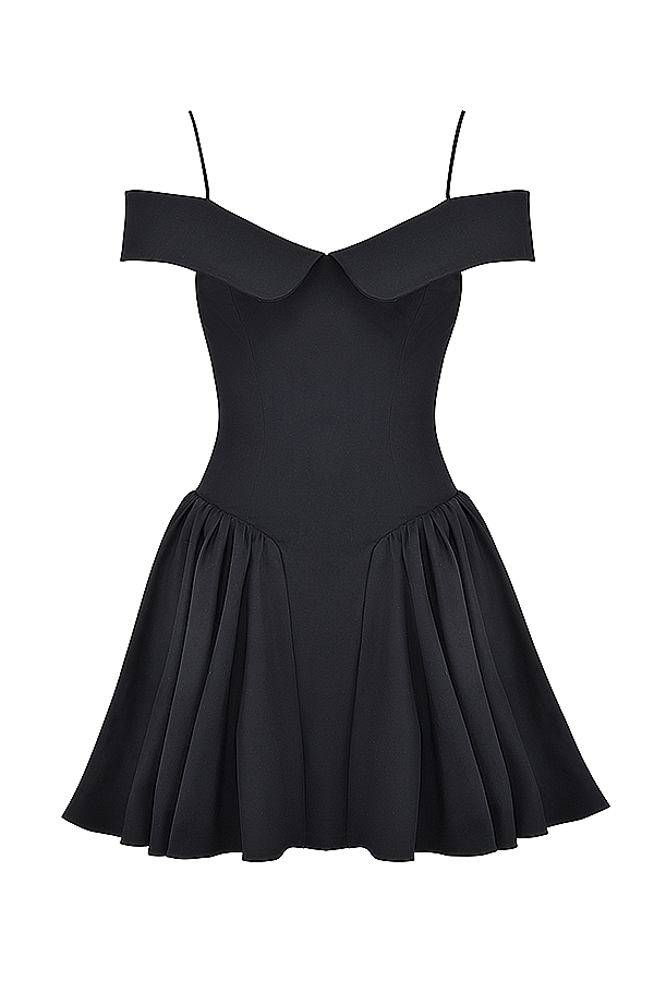 Elida  Black Off Shoulder Mini Dress — image 13