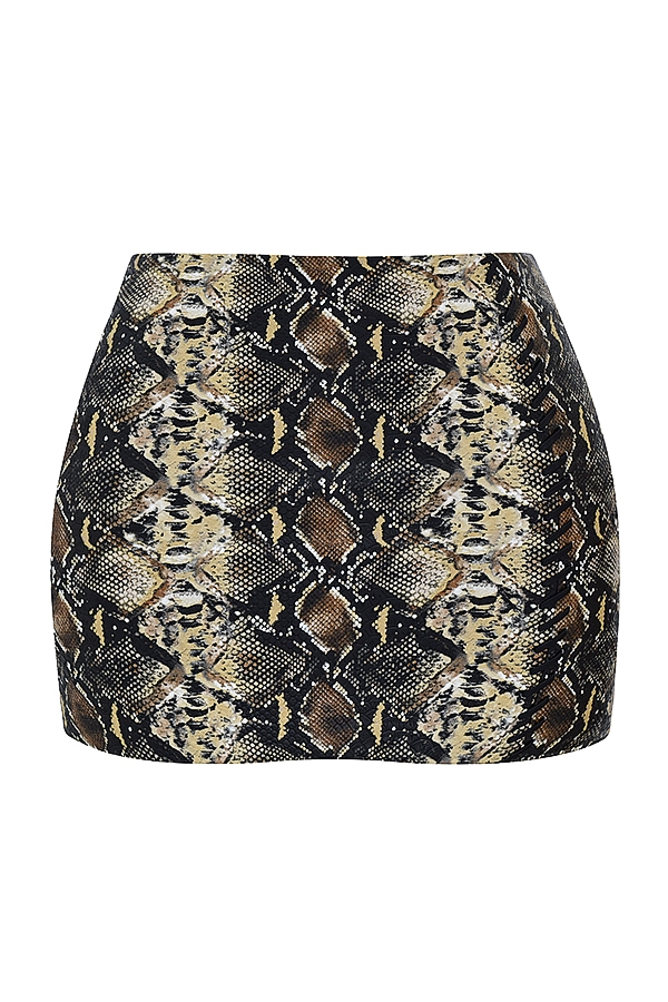 Lena  Snake Print Vegan Leather Skirt — image 13
