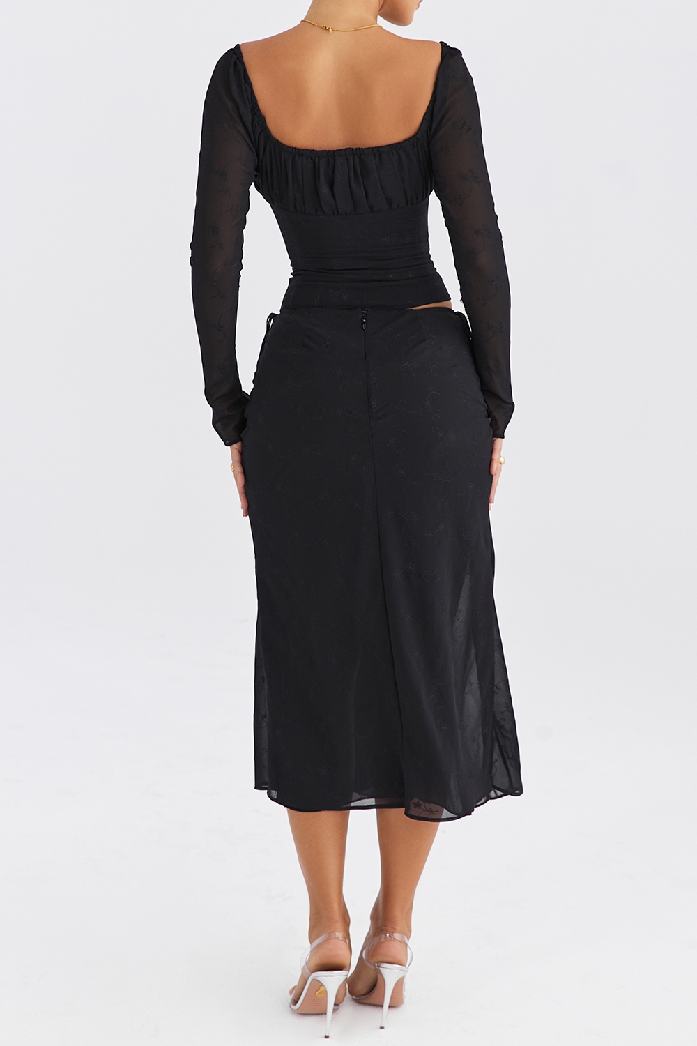 Mistress Rocks Black Embroidered High Split Skirt - SALE — image 8