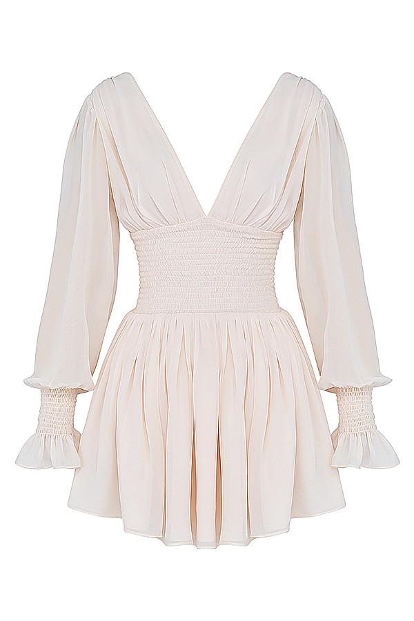 Mistress Rocks Cream Shirred Mini Dress - SALE — image 15